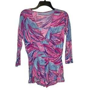 Lilly Pulitzer Oh My Guava Romper Mini Fanning Short‎ Neon Pink Girls XL (12-14)